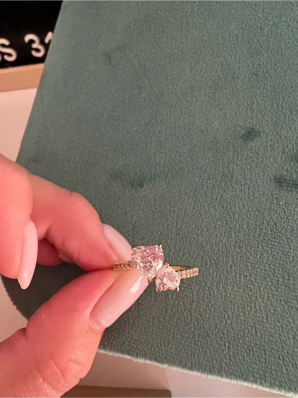 Pandora Double Heart Sparkling Ring
